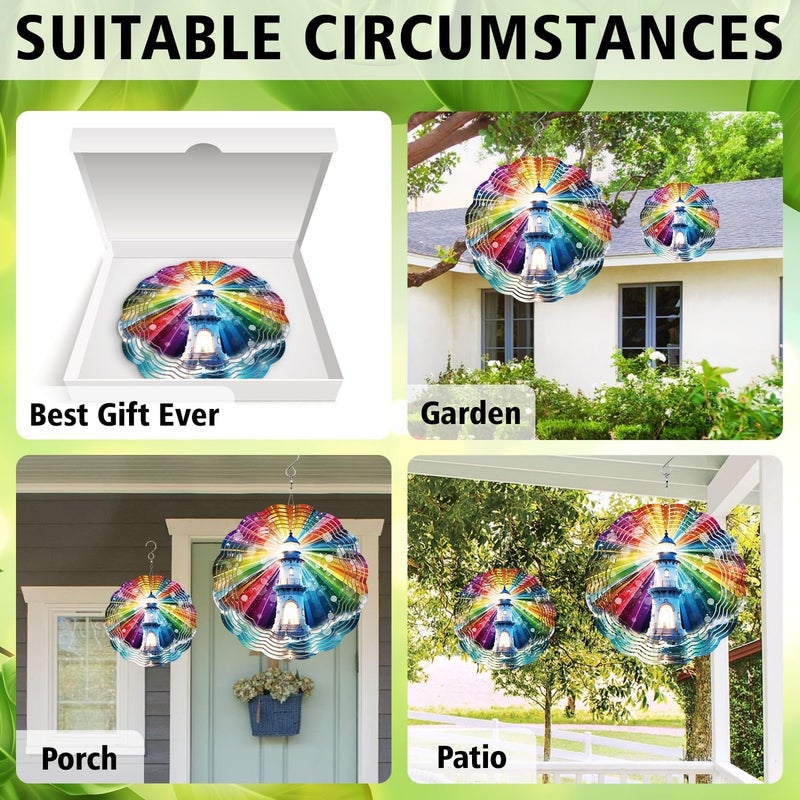 PODMemory Lighthouse Wind Spinner, Lighthouse Wind Spinner Hanging for Yard and Garden, Unique Gift Wind Spinner, 3D Hanging Wind Spinner Outdoor - Image 5